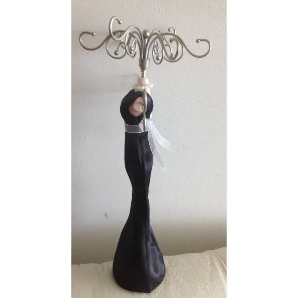 Black Dress Doll Jewelry Stand Tree Organizer Display 15